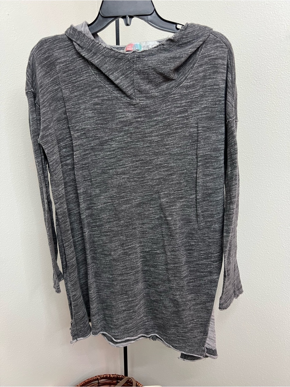 Lightweight Hooded Tunic Sweater in Charcoal Gray